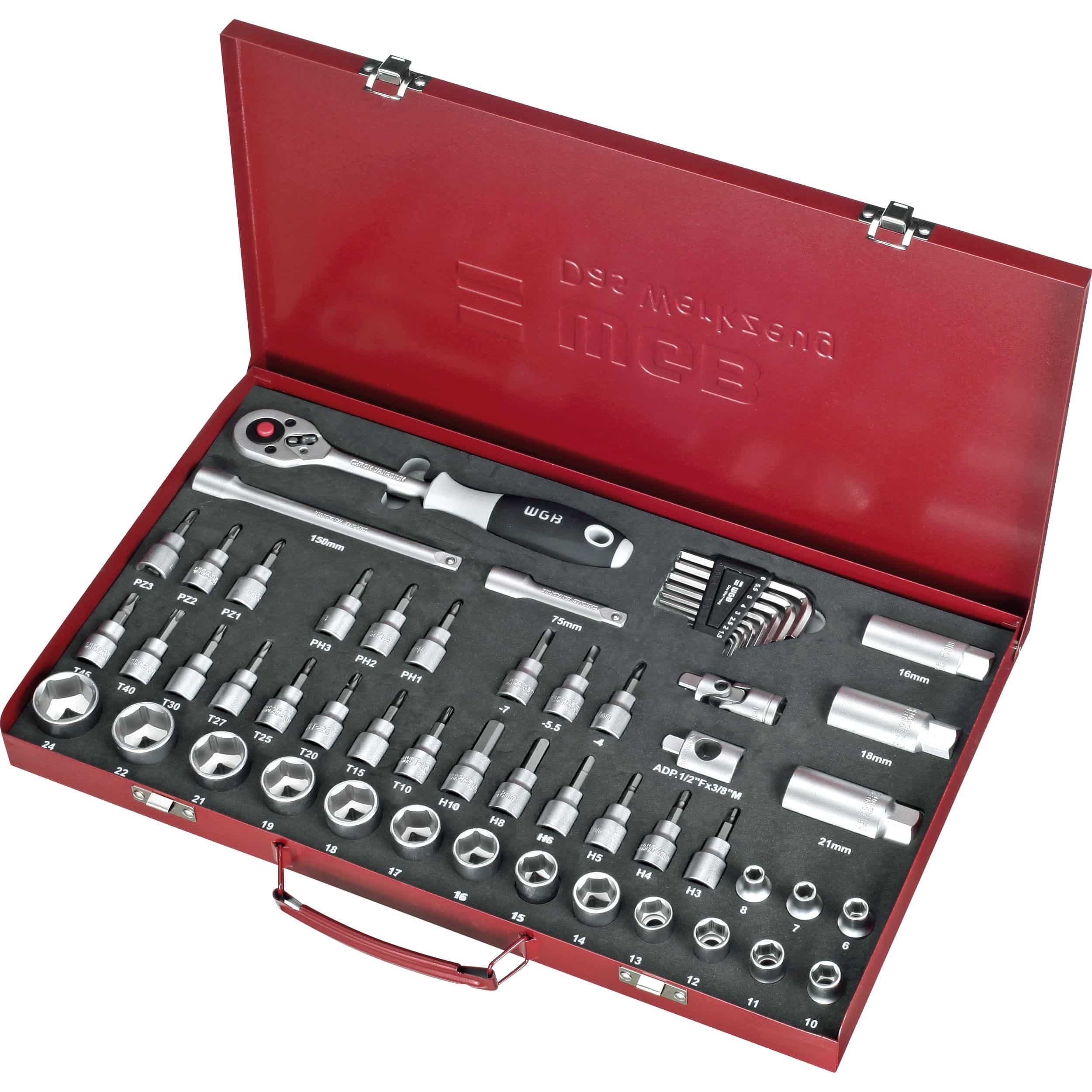 WGB 10mm (3/8") Steckschlüssel-Garnitur 55 teilig 2490 - Motorradzubehör - Werkzeuge