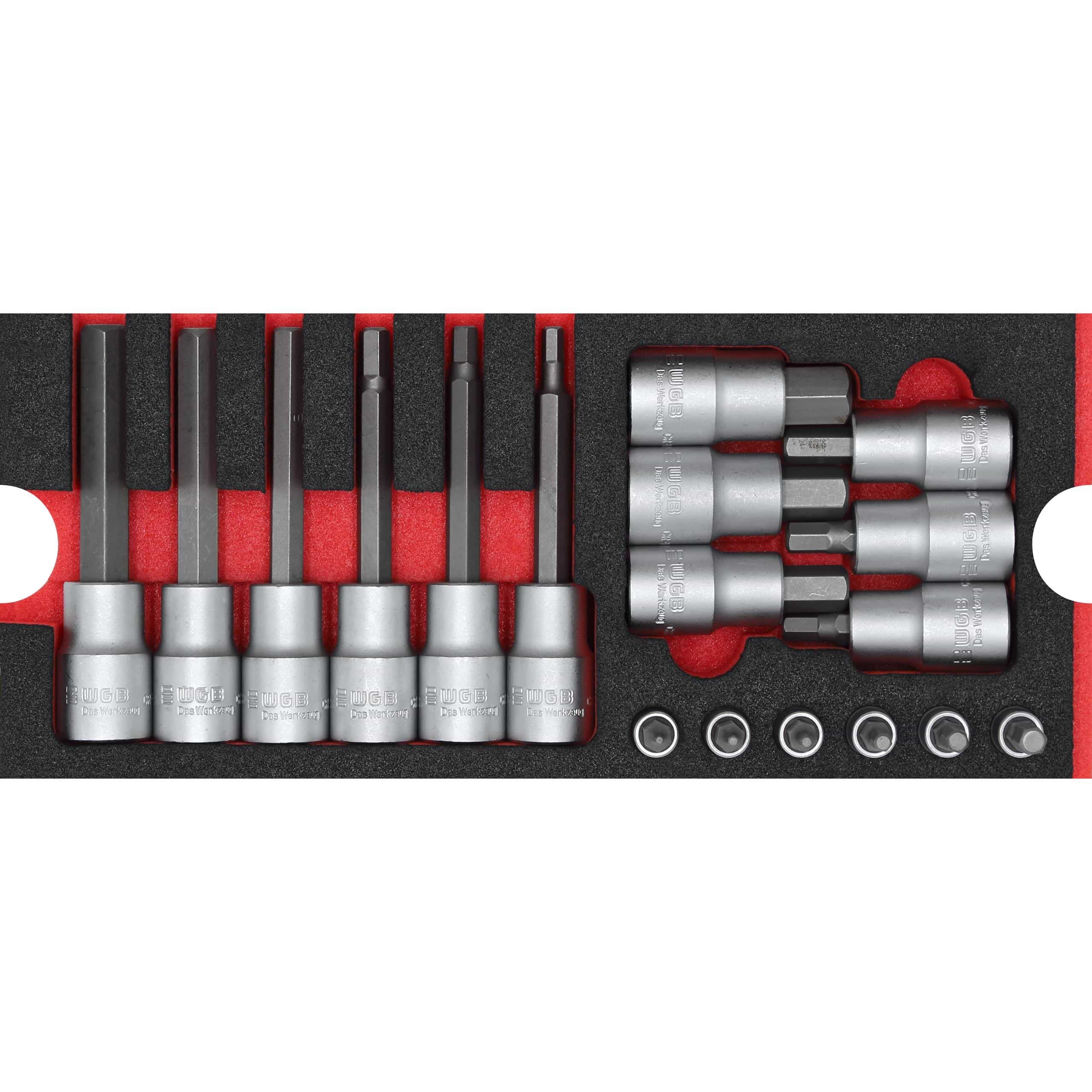 WGB MES rot Innensechskanteinsätze 1/2"+1/4" 18-teilig - Motorradzubehör - Werkzeuge