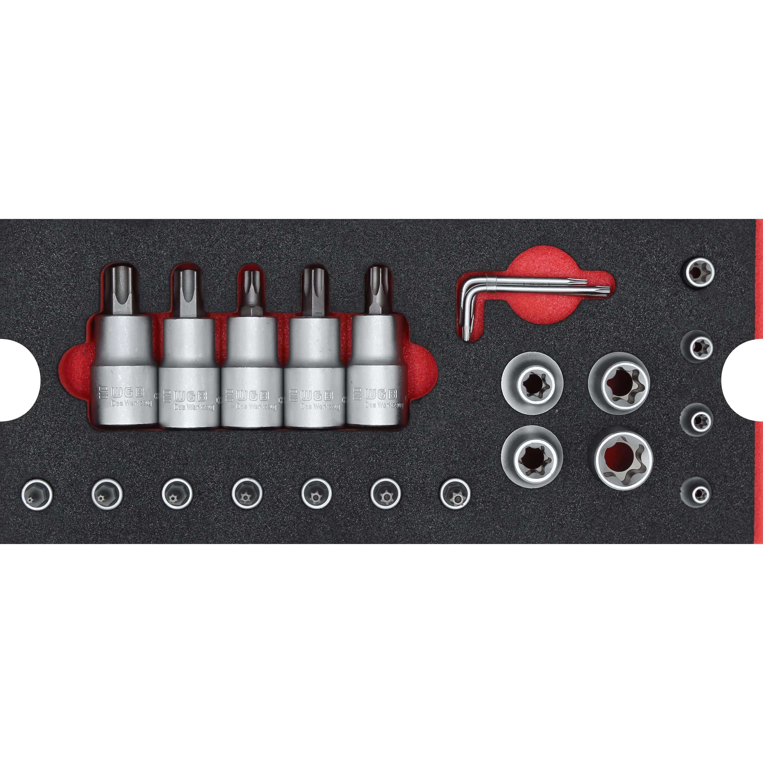 WGB MES rot T-Profil Steckschlüssel 1/4"+1/2" 23-teilig - Motorradzubehör - Werkzeuge