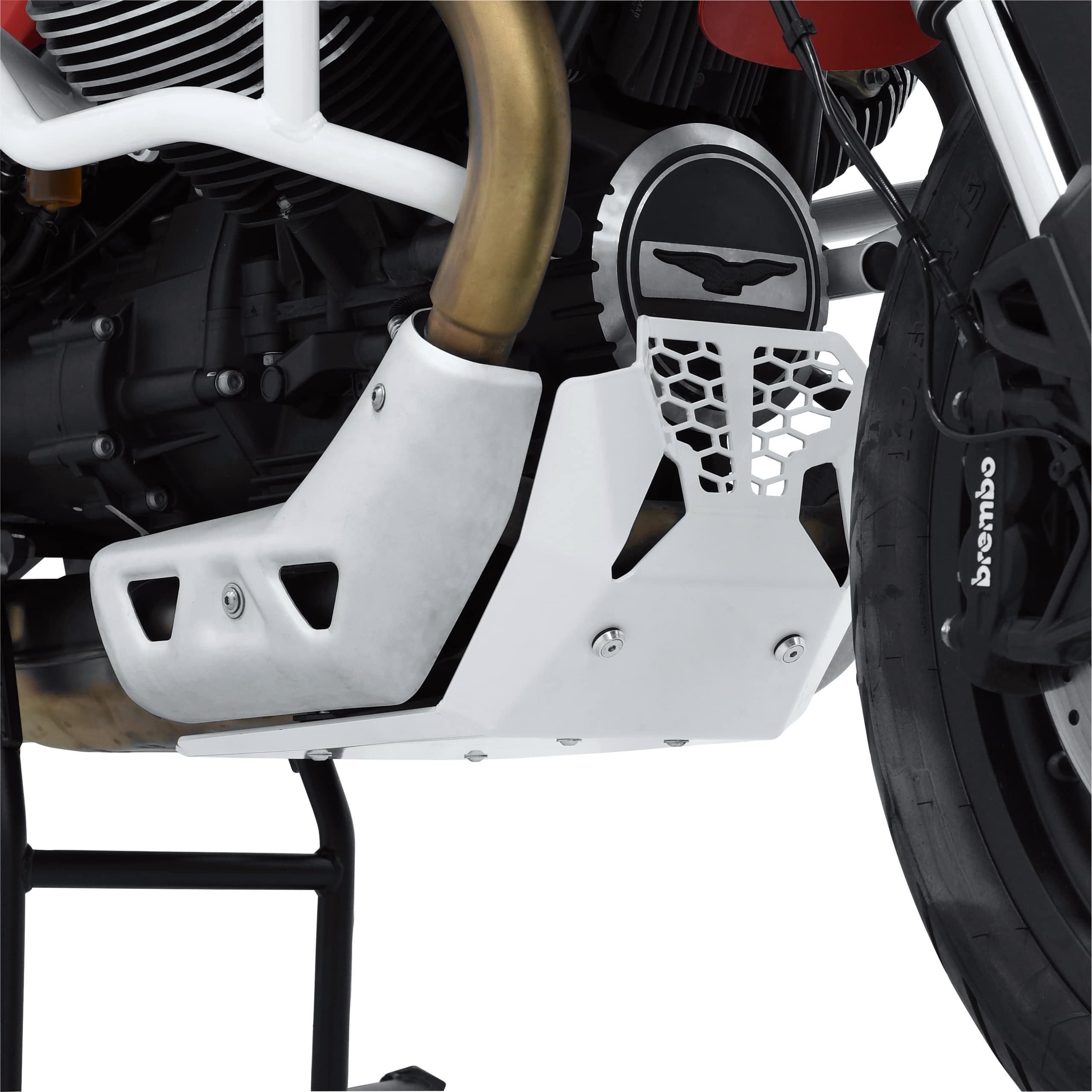 Zieger Motorschutz Alu weiß für Moto Guzzi V85 TT - Motorradteile & Ersatzteile - Anbauteile