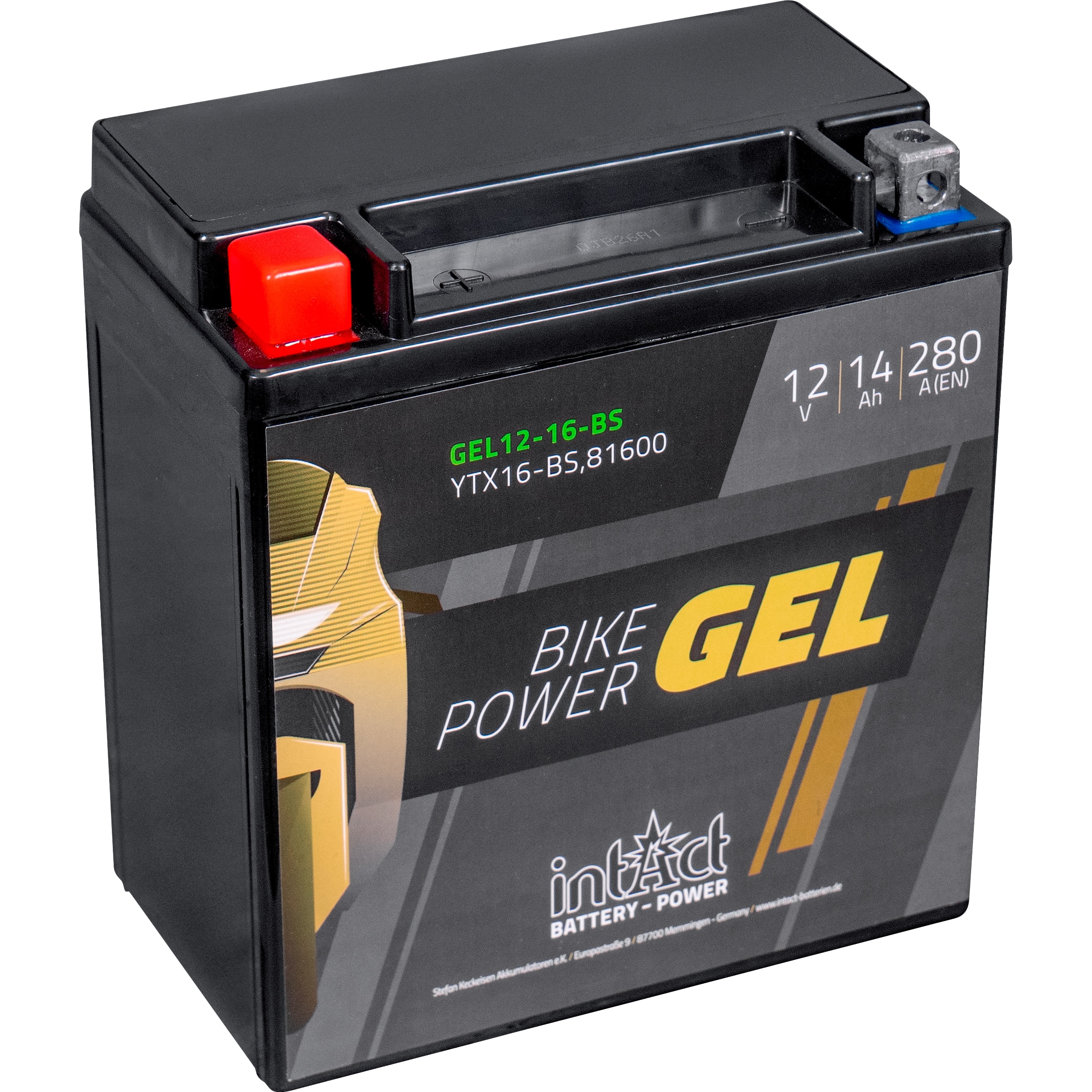 intAct Batterie Bike Power Gel geschlossen TX16-BS 12 Volt